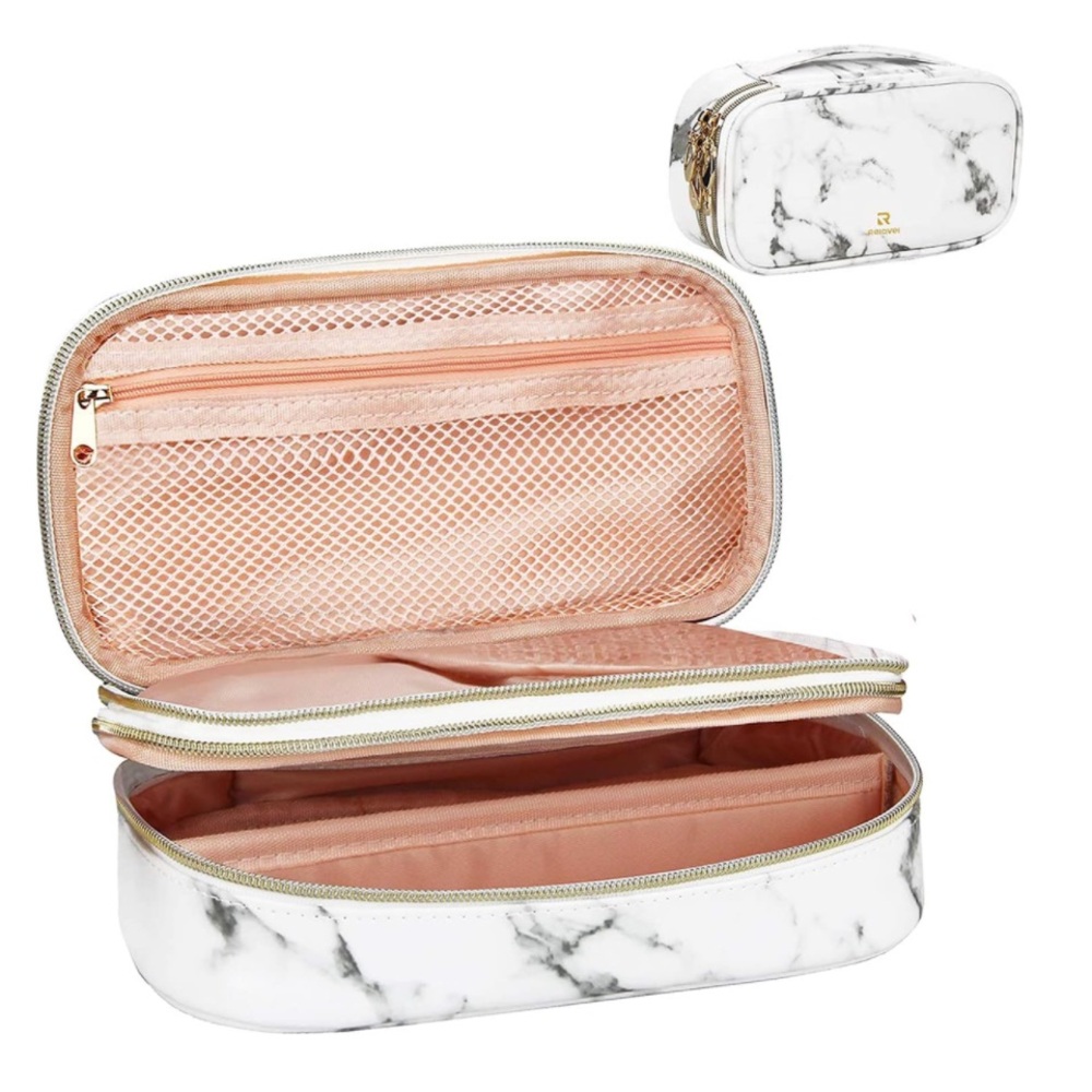 💄Relavel Marble Makeup Brush Bag Organizer💄– 2 Layer Travel Case with Handle ~sm
